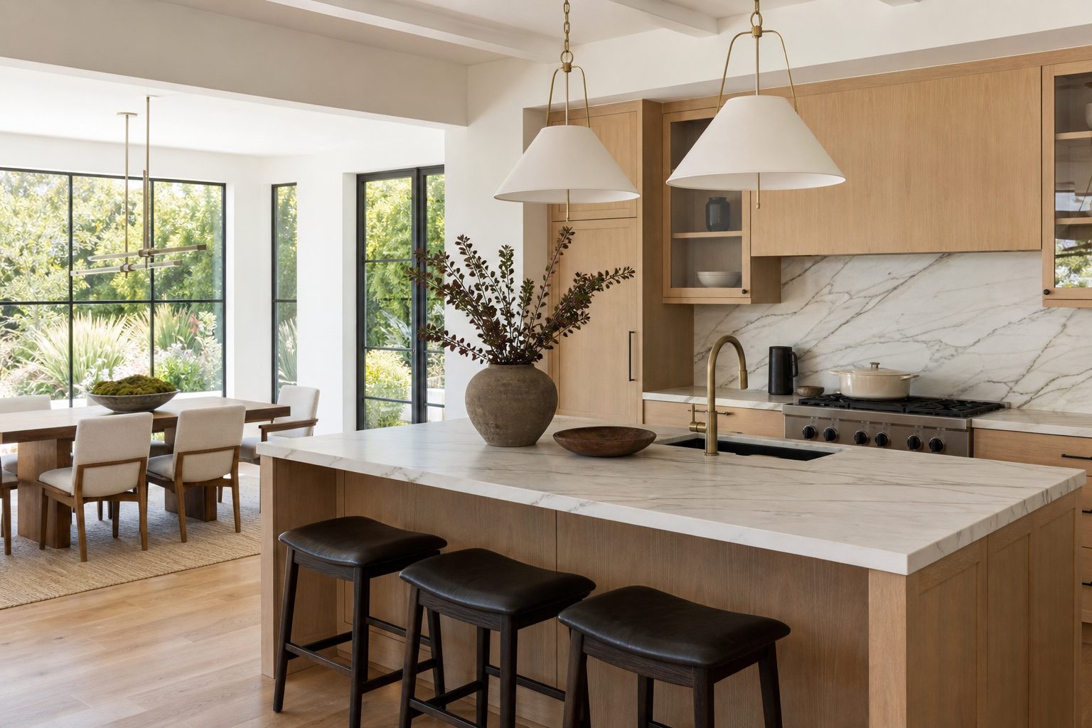 Bright upscale California home kitchen prepared for sale